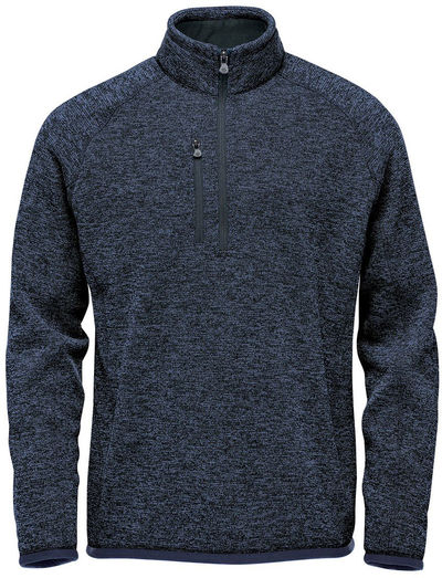 Am image of a Custom Stormtech Men's Avalante Quarter Zip Pullover in Navy Heather!