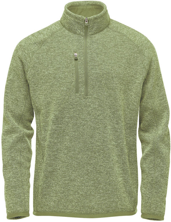 Am image of a Custom Stormtech Men's Avalante Quarter Zip Pullover in Sage Greene Heather!