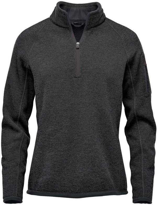 Am image of a Custom Stormtech Womens Avalante Quarter Zip Pullover in Black Heather!