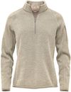 Am image of a Custom Stormtech Womens Avalante Quarter Zip Pullover in Oatmeal Heather!