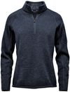 Am image of a Custom Stormtech Womens Avalante Quarter Zip Pullover in Navy Heather!