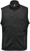 Am image of a Custom Stormtech Men's Avalante Full Zip Fleece Vest in Black Heather!