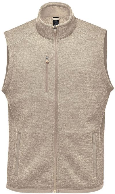 Am image of a Custom Stormtech Men's Avalante Full Zip Fleece Vest in Oatmeal Heather!