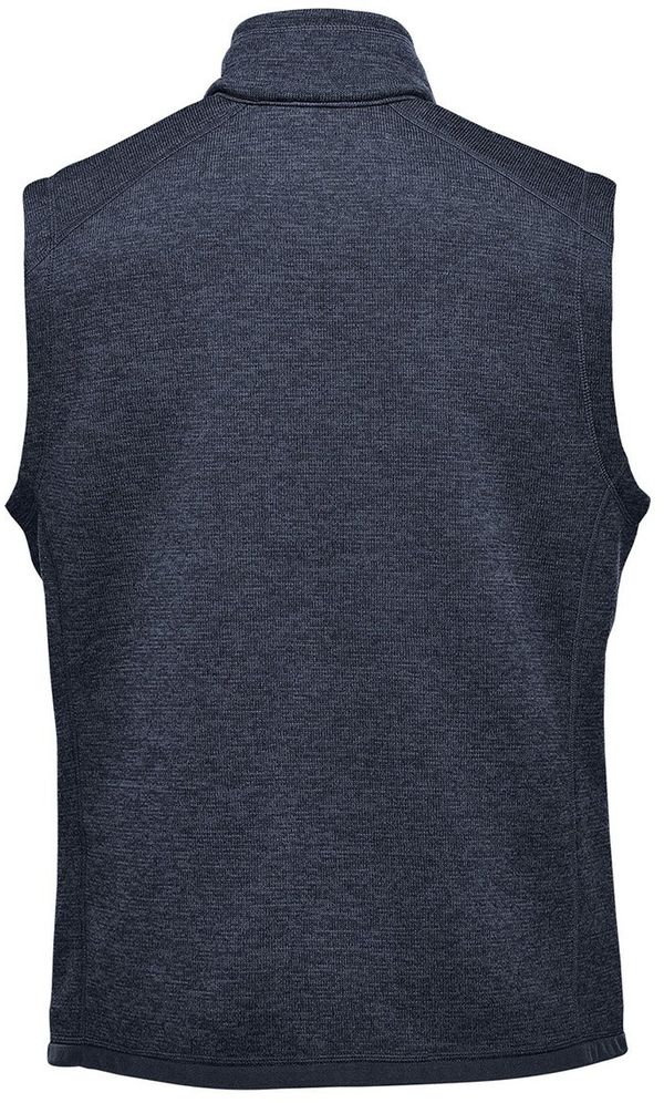 Am image of a Custom Stormtech Men's Avalante Full Zip Fleece Vest in Navy Heather!
