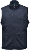 Am image of a Custom Stormtech Men's Avalante Full Zip Fleece Vest in Navy Heather!