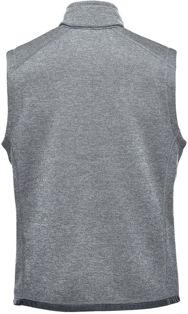 Am image of a Custom Stormtech Men's Avalante Full Zip Fleece Vest in Granite Heather!