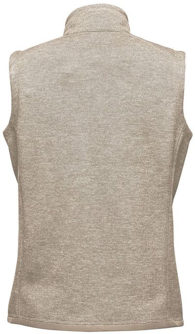 Am image of a Custom Stormtech Women's Avalante Full Zip Fleece Vest in Oatmeal Heather!
