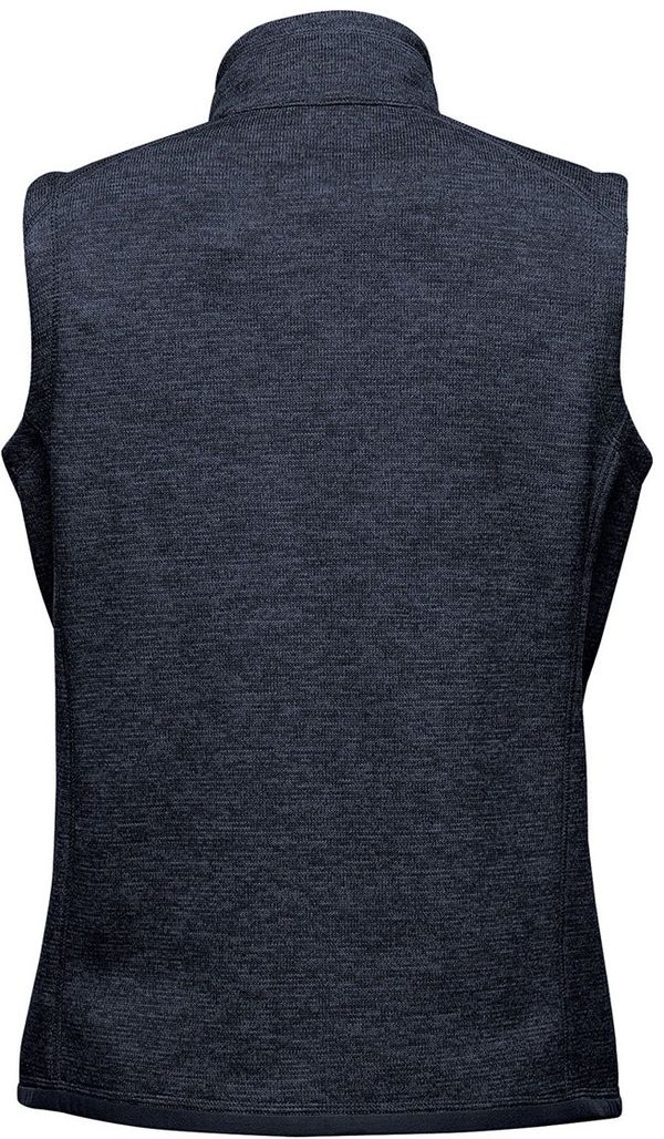 Am image of a Custom Stormtech Women's Avalante Full Zip Fleece Vest in Navy Heather!