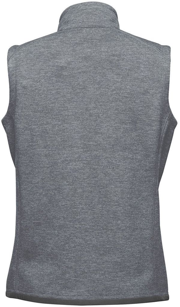 Am image of a Custom Stormtech Women's Avalante Full Zip Fleece Vest in Granite Heather!