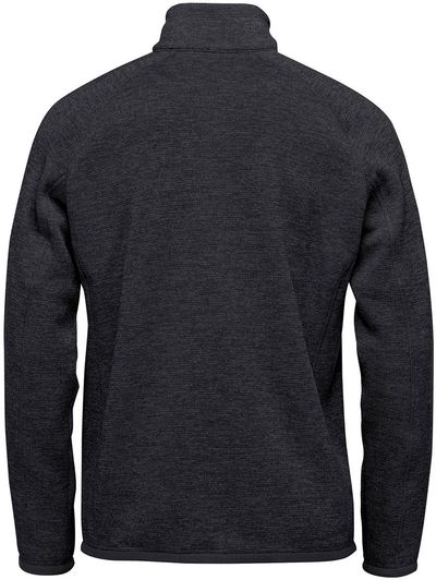 Am image of a Custom Stormtech Men's Avalante Full Zip Fleece Jacket in Black Heather!