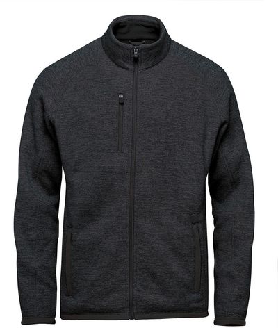 Am image of a Custom Stormtech Men's Avalante Full Zip Fleece Jacket in Black Heather!