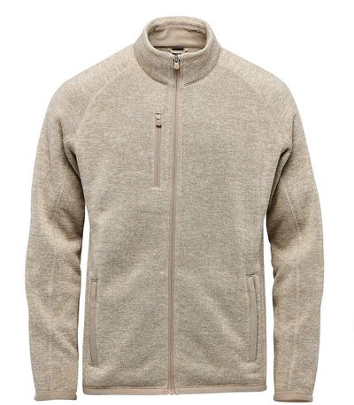 Am image of a Custom Stormtech Men's Avalante Full Zip Fleece Jacket in Oatmeal Heather!