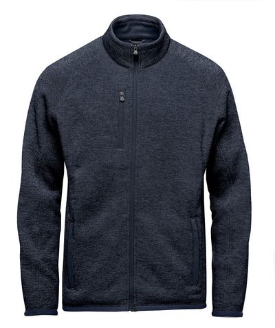 Am image of a Custom Stormtech Men's Avalante Full Zip Fleece Jacket in Navy Heather!