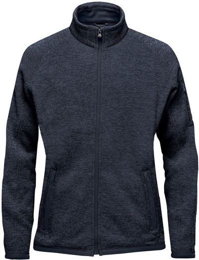 Am image of a Custom Stormtech Women's Avalante Full Zip Fleece Jacket in Navy Heather!