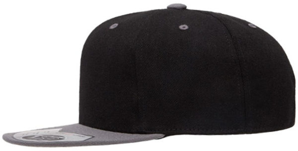 An image of a Custom Flexfit 110 Flat Bill Snapback Cap in Black/Grey!
