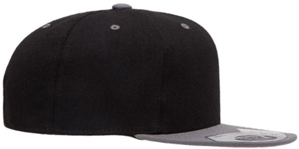 An image of a Custom Flexfit 110 Flat Bill Snapback Cap in Black/Grey!