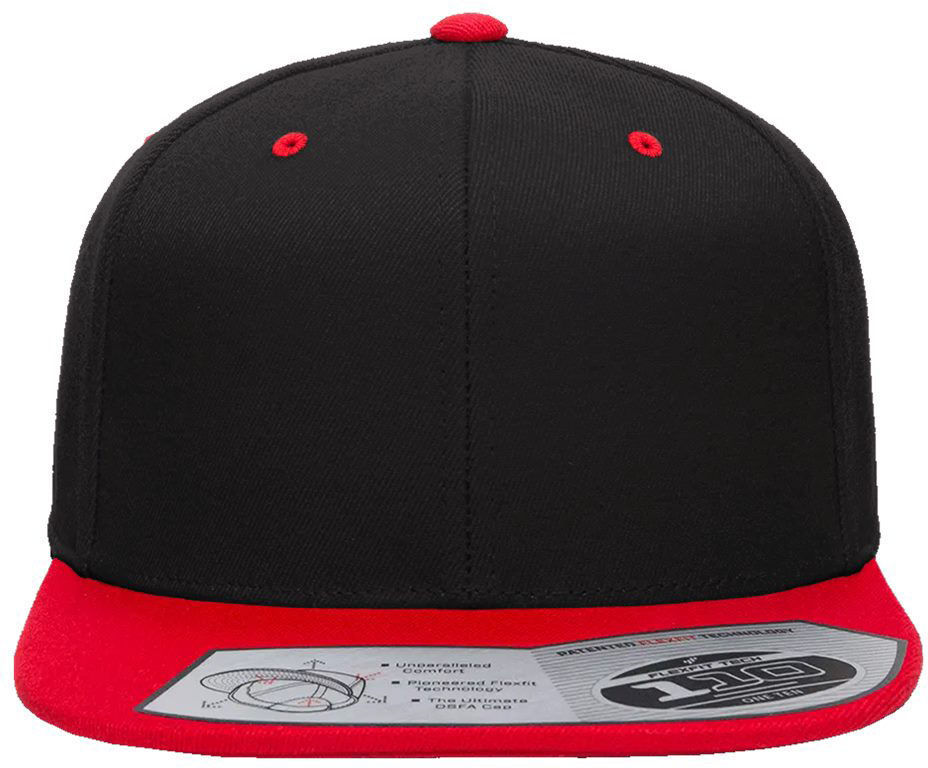 Flexfit 110 Flat Bill Snapback Cap in Black/Red