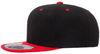 An image of a Custom Flexfit 110 Flat Bill Snapback Cap in Black/Red!