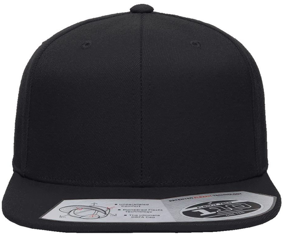 Flexfit 110 Flat Bill Snapback Cap in Black