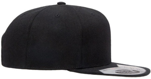 An image of a Custom Flexfit 110 Flat Bill Snapback Cap in Black!