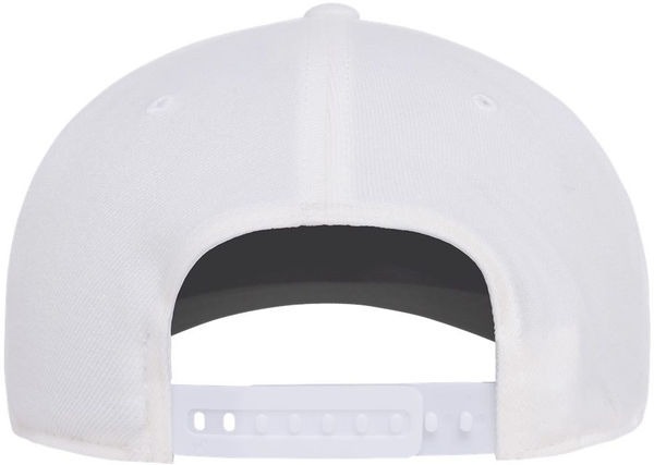 Am image of a Custom Flexfit 110 Flat Bill Snapback Cap in White!