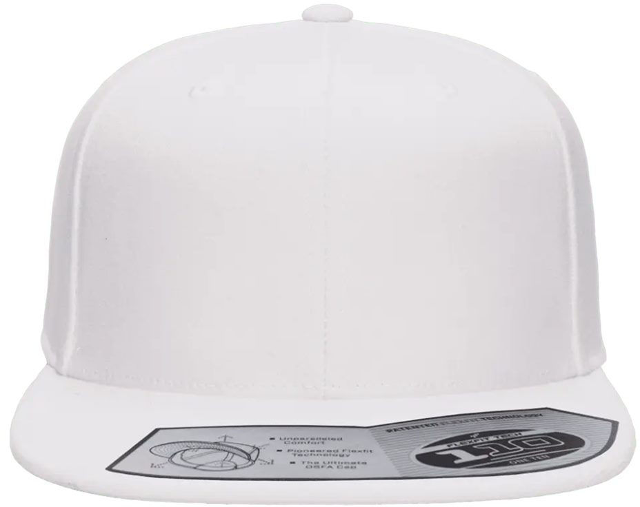 Flexfit 110 Flat Bill Snapback Cap in White