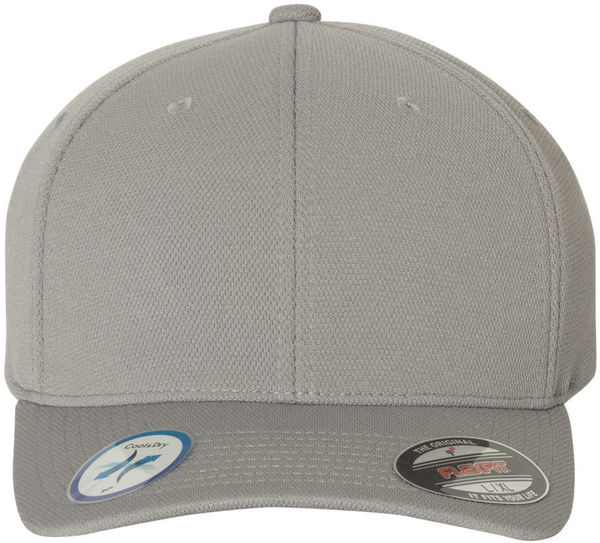 Am image of a Custom Flexfit Adult Cool & Dry Sport Cap in Silver!