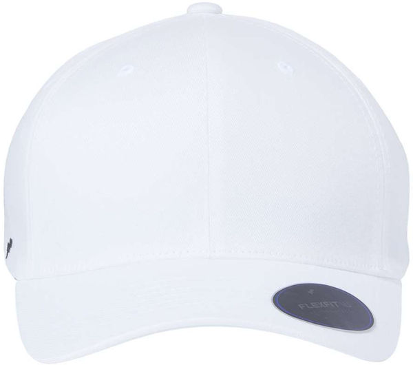 Am image of a Custom Flexfit Adult NU Hat in WHITE!