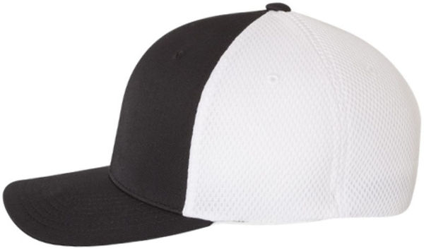 An image of a Custom Flexfit Adult Ultrafibre and Airmesh Cap in Black/ White!