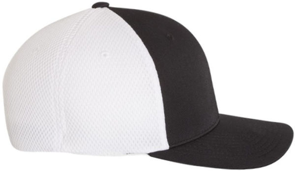 An image of a Custom Flexfit Adult Ultrafibre and Airmesh Cap in Black/ White!
