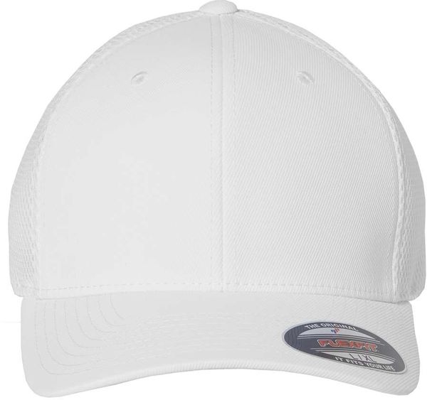 An image of a Custom Flexfit Adult Ultrafibre and Airmesh Cap in White!