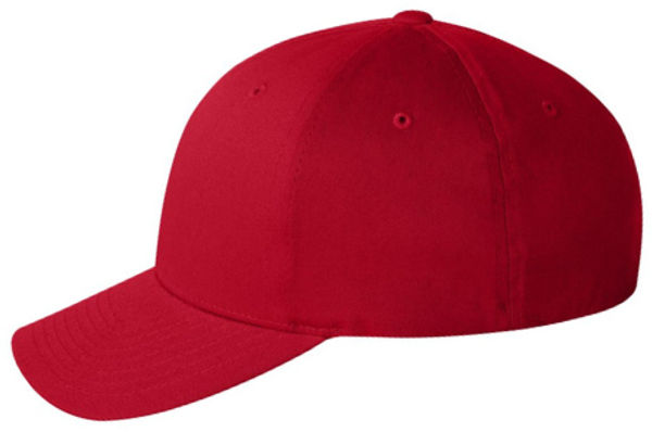 An image of a Custom Flexfit Adult Value Cotton Twill Cap in Red!