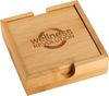 An image of a Custom FSC Bamboo Coaster Set!