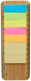 Am image of a Custom FSC Certified Bamboo Ruler with Sticky Notes in Natural!
