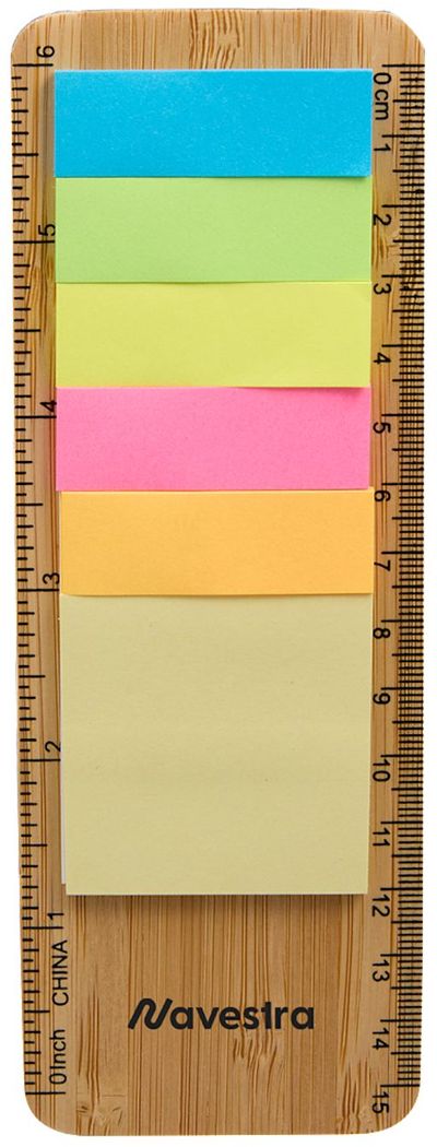 An image of a Custom FSC Certified Bamboo Ruler with Sticky Notes!