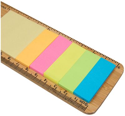 An image of a Custom FSC Certified Bamboo Ruler with Sticky Notes!