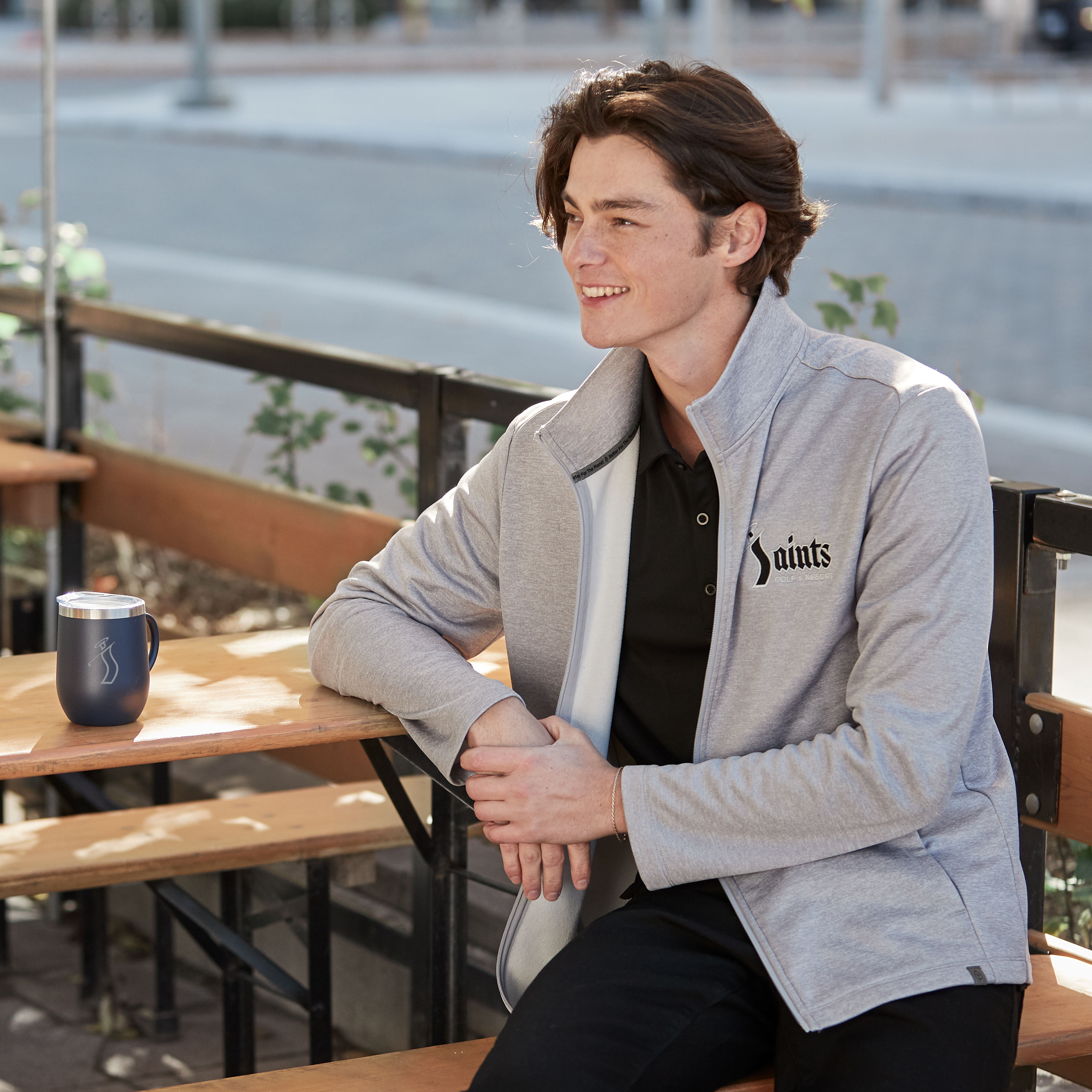 An embroidered fleece jacket