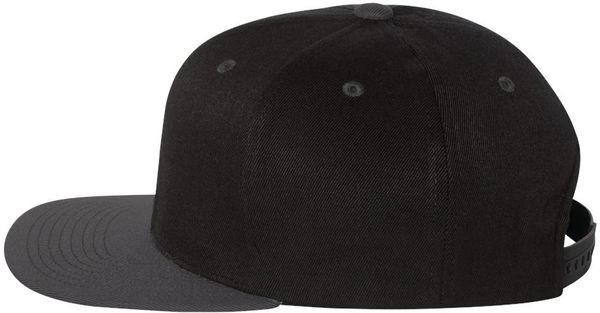 Am image of a Custom Flexfit 110 Flat Bill Snapback Cap in Black/Grey!