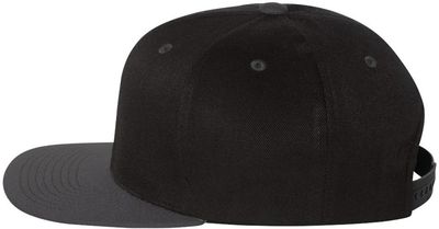 Am image of a Custom Flexfit 110 Flat Bill Snapback Cap in Black/Grey!