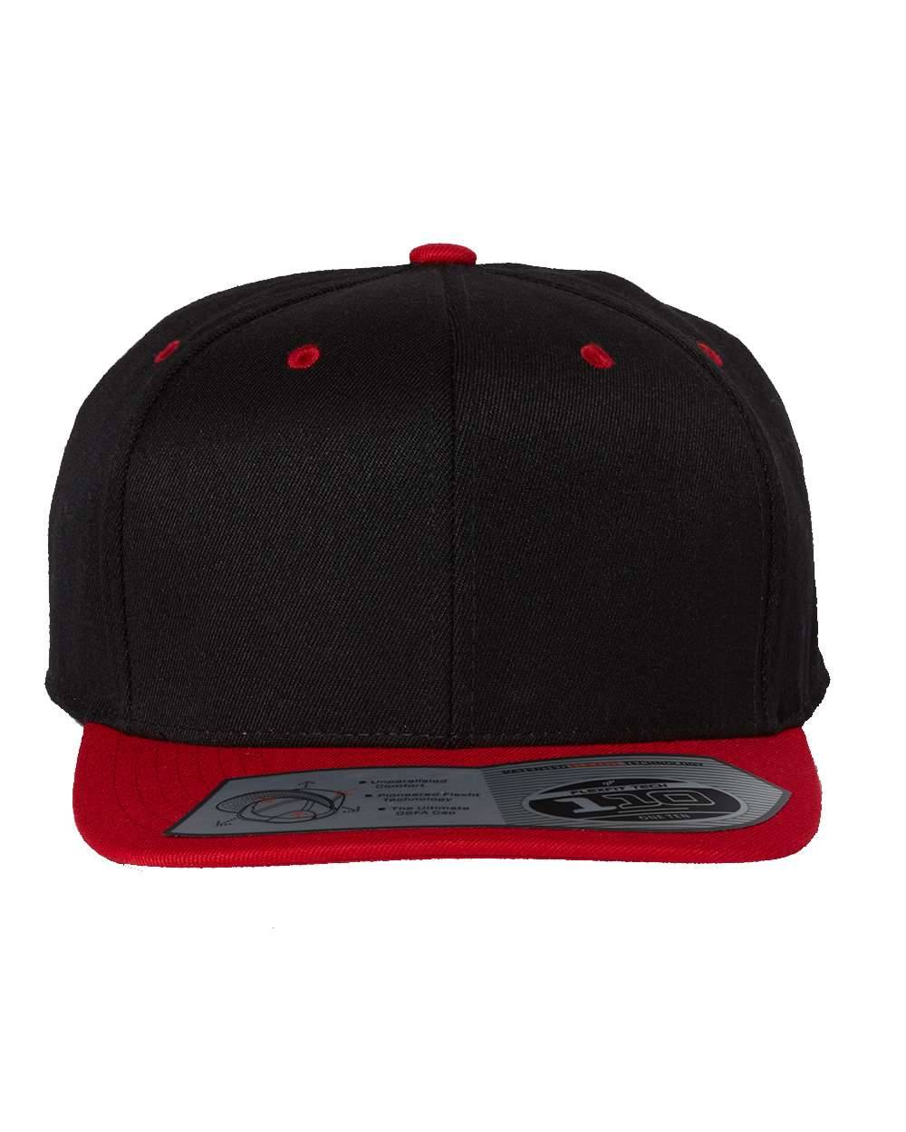 Flexfit 110 Flat Bill Snapback Cap in Black/Red