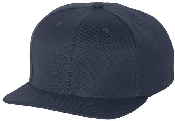 Am image of a Custom Flexfit 110 Flat Bill Snapback Cap in Navy!