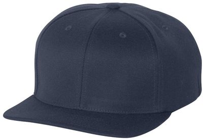 Am image of a Custom Flexfit 110 Flat Bill Snapback Cap in Navy!
