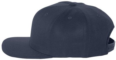 Am image of a Custom Flexfit 110 Flat Bill Snapback Cap in Navy!