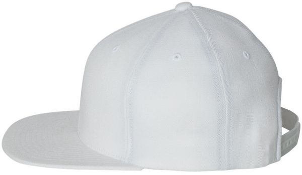 Am image of a Custom Flexfit 110 Flat Bill Snapback Cap in White!