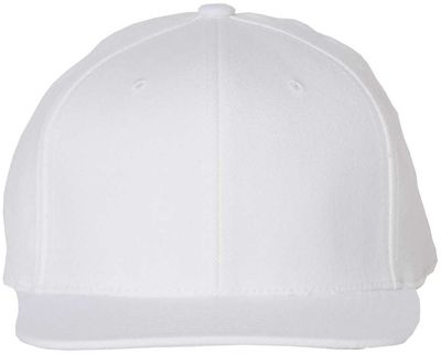 Am image of a Custom Flexfit 110 Flat Bill Snapback Cap in White!
