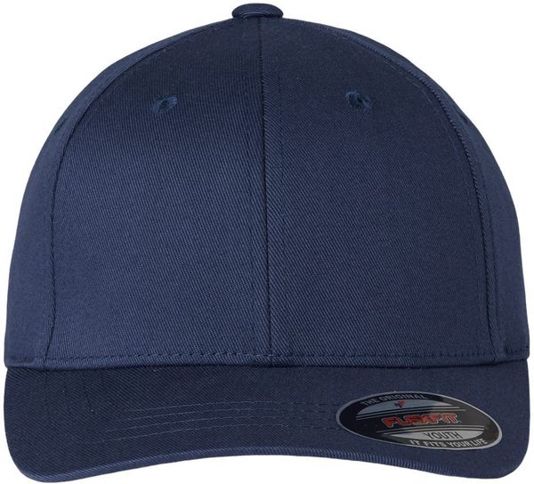 Am image of a Custom Flexfit Youth Cotton Blend Cap in Navy!