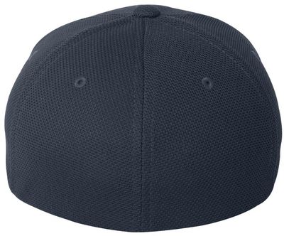 Am image of a Custom Flexfit Cool and Dry Pique Mesh Cap in Navy!