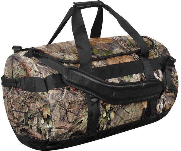An image of a Custom Stormtech Atlantis Waterproof Gear Bag Large in MOSSY OAK!