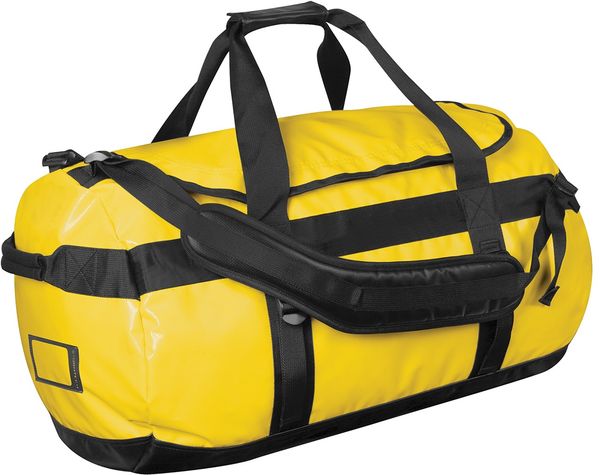Am image of a Custom STORMTECH ATLANTIS WATERPROOF GEAR BAG M in YELLOW / BLACK!