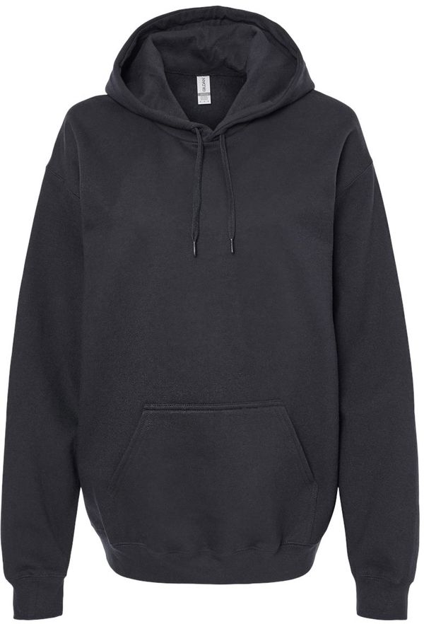 Am image of a Custom Gildan Adult Softstyle® Fleece Pullover Hooded Sweatshirt in Black!